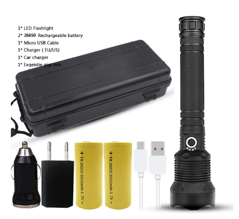 26650 rechargeable flashlight 50000 Lumens most powerful LED flashlight with rechargeable battery –  Hoptiuik