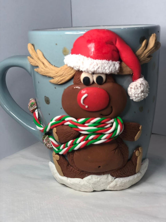 Ceramic Mug with 3D reindeer model