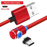 LED Magnetic Charging Cable Angle 90 Degree L Shape Nylon Braided