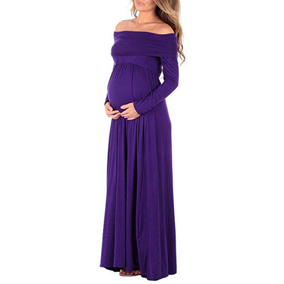 long maternity dresses Cowl Neck Pregnants Sexy Photography Props Off Shoulders Nursing Dress