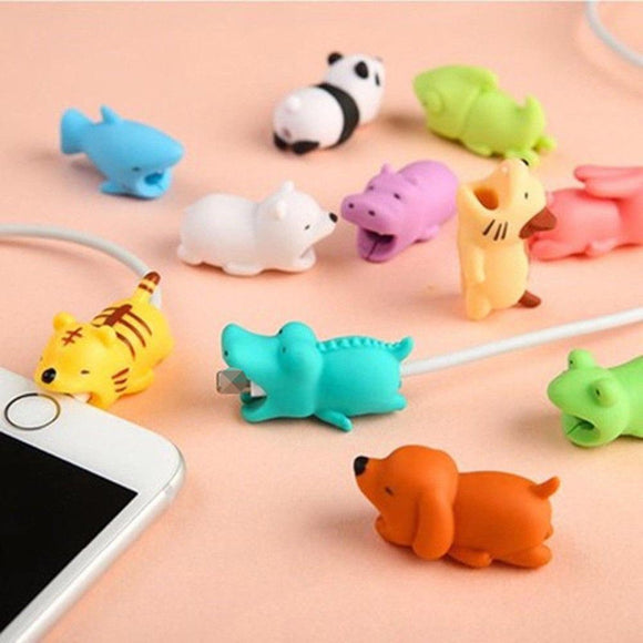 Cartoon Animals Data Line Protector For Mobiles