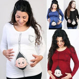 Women Maternity Baby Peeking T Shirt