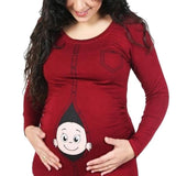 Women Maternity Baby Peeking T Shirt
