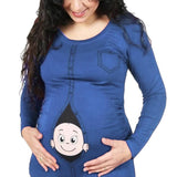 Women Maternity Baby Peeking T Shirt