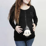 Women Maternity Baby Peeking T Shirt