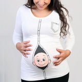 Women Maternity Baby Peeking T Shirt