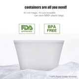 3Pcs Reusable Silicone Food Storage Containers Zip Top Leakproof