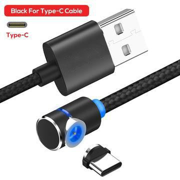 LED Magnetic Charging Cable Angle 90 Degree L Shape Nylon Braided