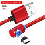 LED Magnetic Charging Cable Angle 90 Degree L Shape Nylon Braided